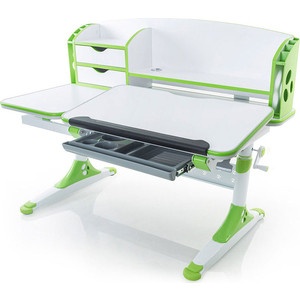 Стол mealux aivengo-l bd-720 wz столешница белая, ножки белые с зелеными накладками preview 1